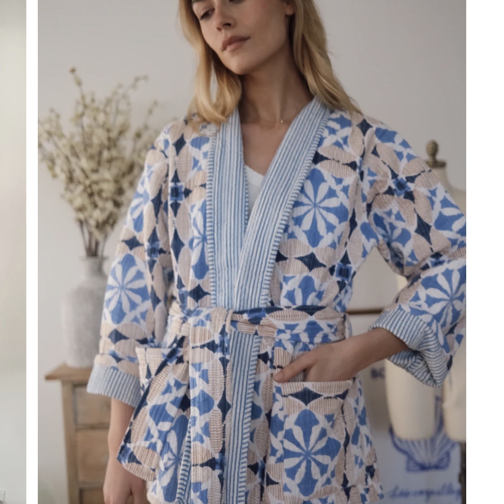 Marea Quilted Jacket - Blue Cafe Tile NWT